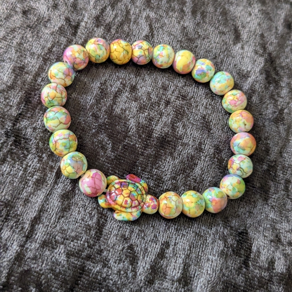 Tie-Dye Turtle Acrylic Stretch Bracelet